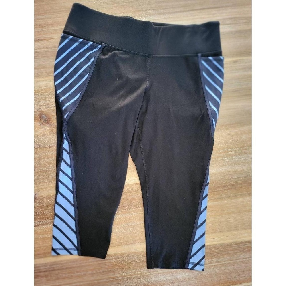 Livi Pants Womens Size 22/24 Black Blue Capri Leggings Stretch High‎ Waist.